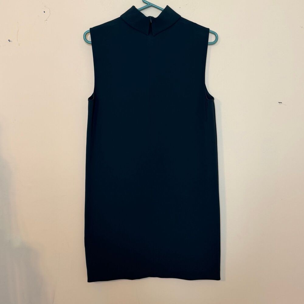 Theory Slit Collar Dress in Admiral Crepe (forest green) size 8 - Picture 5 of 6